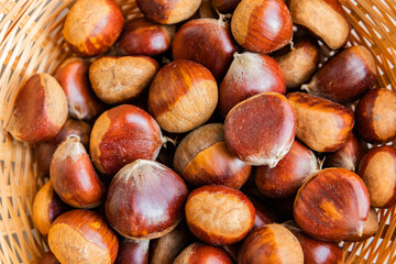 Castañas de temporada de Otoño