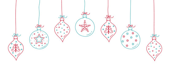 Hand drawn Christmas balls with decorations. Vector