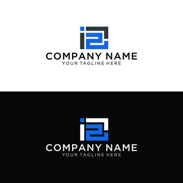 number i2 square geometric logo vector template on a black and white background.