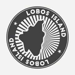 Lobos Island round logo. Vintage travel badge with the circular name and map of the island, vector illustration. Can be used as insignia, logotype, label, sticker or badge of Lobos Island.