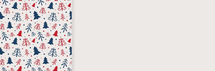 Template of Christmas banner with festive trees. Vector