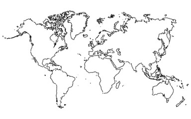 High detail world map outline. vector illustration of earth map