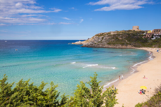 Rena Bianca beach and Longosardo Tower, Santa Teresa Gallura, Sardinia