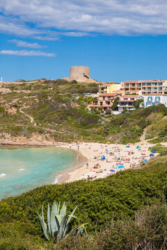 Rena Bianca beach and Longosardo (Longonsardo) Tower, Santa Teresa Gallura, Sardinia