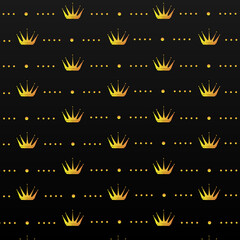 Fototapeta na wymiar Seamless gold pattern crown design on black background