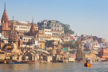 Submerged Shiva temple, Sindhia Ghat, Varanasi, Uttar Pradesh, India
