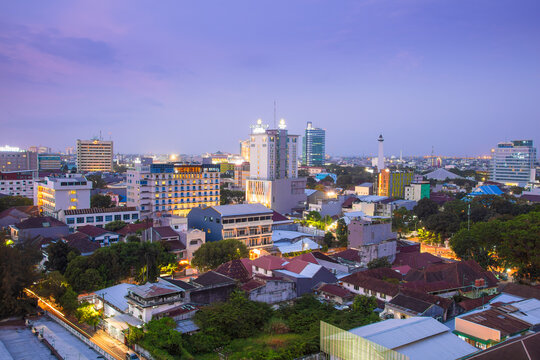 View of the skyline of Makassar City in Sulawesi, Indonesia