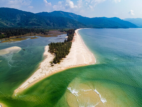 Aerial by drone of Tizit beach, Dawei, Mon state