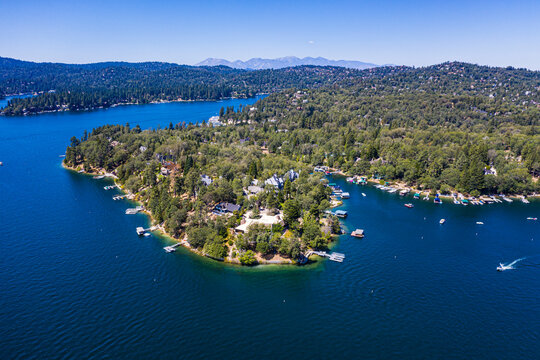 Aerial of Lake Arrowhead, California, United States of America