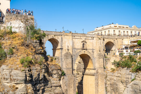 Puente Nuevo (New Bridge), the tallest of the three bridges in Ronda crossing the Guadalevin River, Ronda, Andalusia, Spain