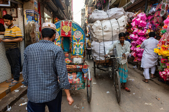 Rickshaw drivers in the bazaar, Dhaka