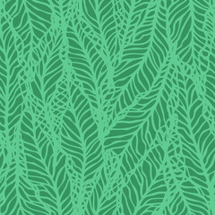 Naklejka na ściany i meble Vector seamless abstract pattern with hand drawn leaves. Beautiful design for textile, wallpaper, wrapping