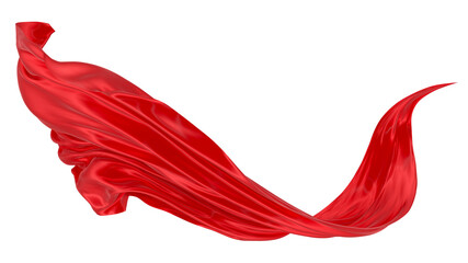 Beautiful flowing fabric of red wavy silk or satin. 3d rendering image.