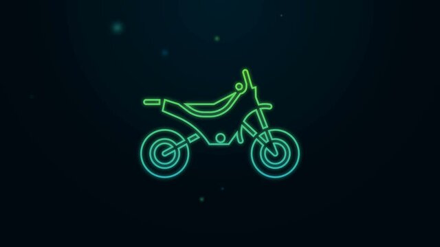 Glowing neon line Mountain bike icon isolated on black background. 4K Video motion graphic animation