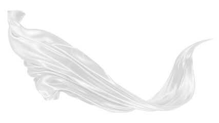 Beautiful flowing fabric of white wavy silk or satin. 3d rendering image.