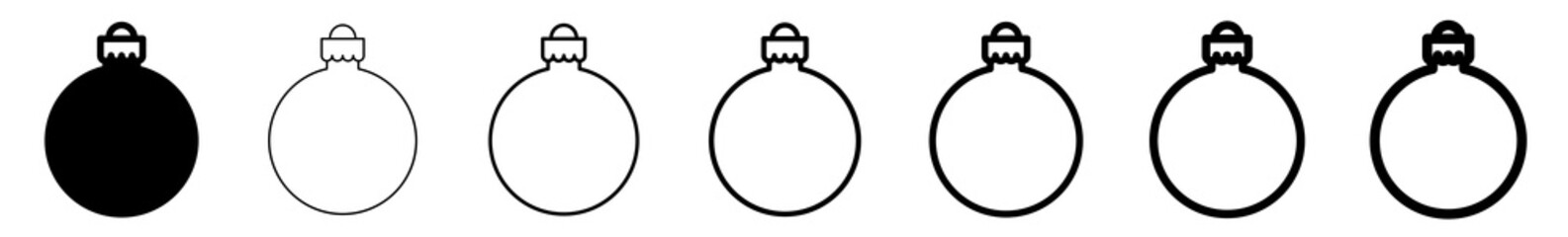 Christmas Balls Icon Black | Fir Tree Ball Illustration | Advent Symbol | Xmas Logo | December Decoration Sign | Isolated | Variations