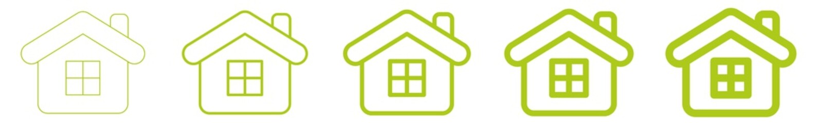 House Icon Green | Home Illustration | Cottage Symbol | Mountain Hut Logo | Cabin Sign | Isolated | Variations