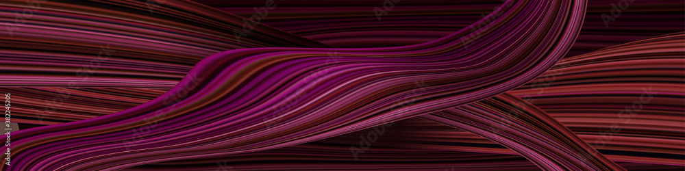 Poster Abstract banner with colorful shapes. Fluid and wavy threads.