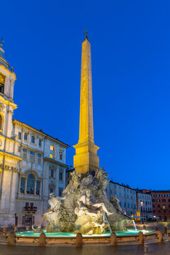 Fontana dei Quattro Fiumi (Fountain of the Four Rivers), River God Ganges, Piazza Navona, Ponte, Rome, Lazio