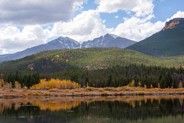 Fototapeta premium Aspen fall foliage at Lily Lake, Colorado