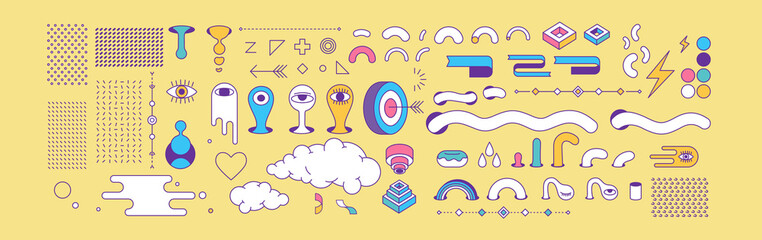 Set of design elements. Modern Art graphics. Vector illustration in Doodle style. © Molibdenis-Studio
