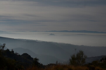 Fog over the mountains in Spain