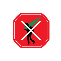 Fototapeta premium A sign that prohibits fishing for Christmas trees. Vector.