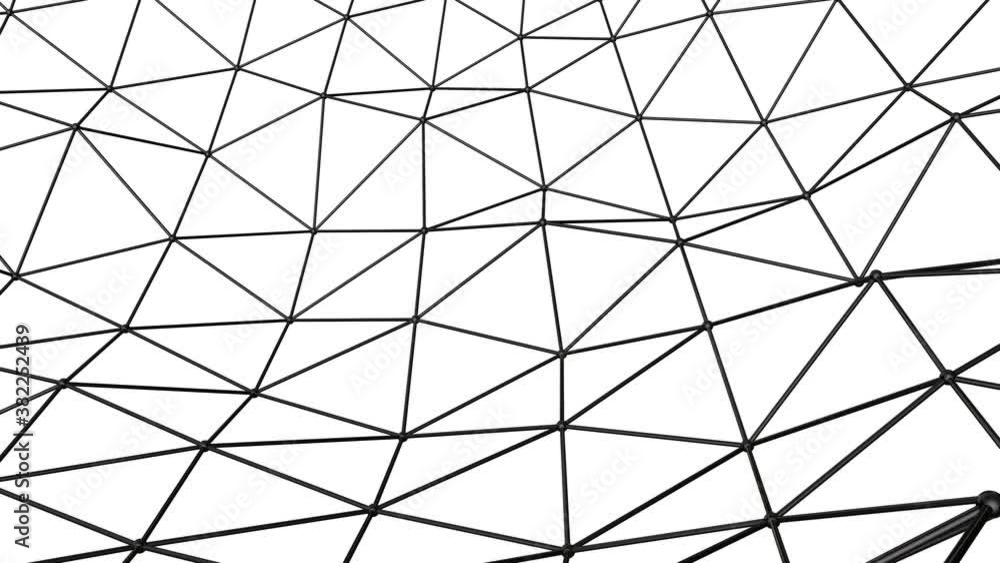Poster black 3d mesh abstractly moves on a white background. looped animation. 3d render