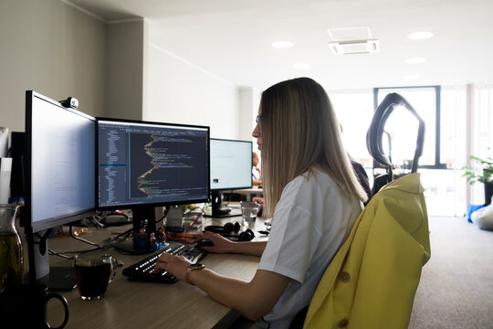 Young Woman Working On Her Computer In An Office