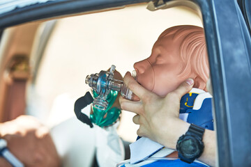 Paramedic Training Class Students practicing on Dummy