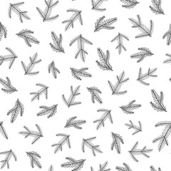 Repeating abstract New year pattern. Christmas tree elements on a white background. Seamless ornament for decor, Wallpaper, gift paper, postcards.