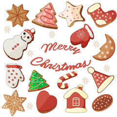 Set of Christmas desserts.All the elements of imitation of hand-drawing.Festive items can be used for wrapping paper as a menu for cafes and various printing.