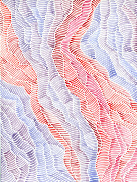 Abstract watercolor red and violet art