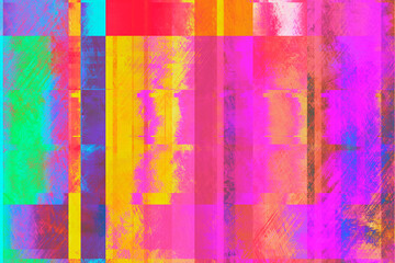 Vibrant, digital pixel glitch background/texture/mosaic/collage