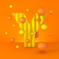 Warm minimal yellow sparkling font Letter Y 3D