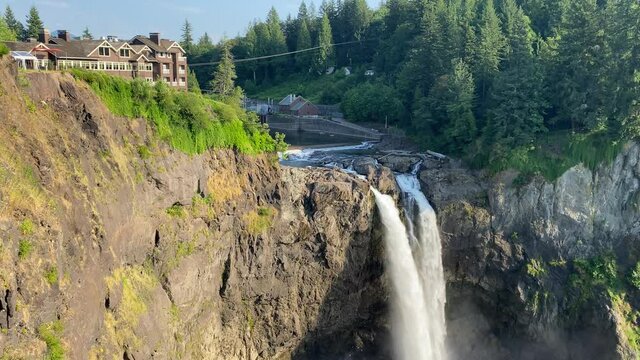Snoqualmie Falls in Washington State, just outside of Seattle, is a famous waterfall
