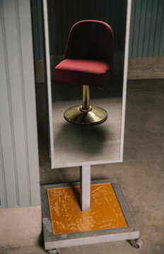Retro Vintage Chair in Mirror with Reflection
