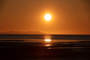 sunset over the sea, looking at Isle of Man