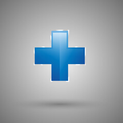 Blue Medical Cross Icon with reflections