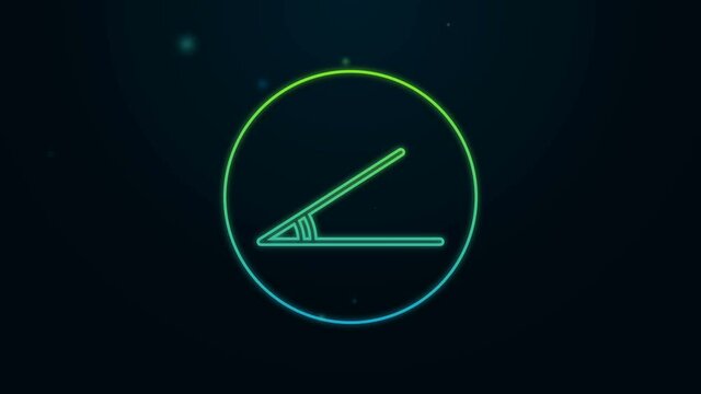 Glowing neon line Acute angle of 45 degrees icon isolated on black background. 4K Video motion graphic animation