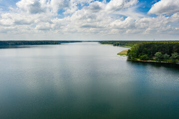 Fototapeta premium Aerial view of Sajno lake near Augustow, Poland