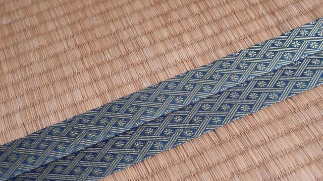 Japanese traditional tatami floors, made from rice straws. Close up shot.