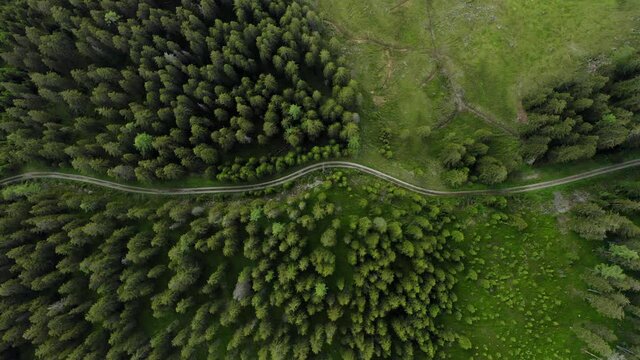 Aerial view of Mountain Landscape with spring waterfall near Olpererhutte Zillertal Tirol Austria