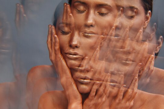 Daydreaming model double exposure shot