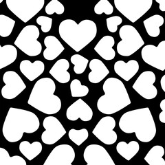 black and white hearts background