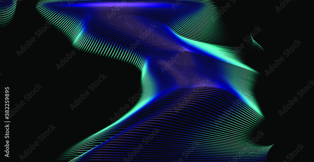 Fototapete abstract technology background with warped and distorted polygonal grid.