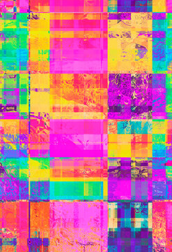 Vibrant, digital pixel glitch background/texture/mosaic/collage - fluid