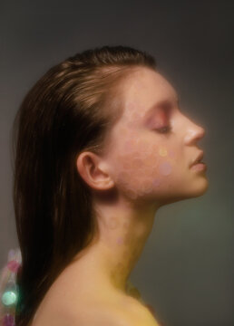 Soft focus profile portrait of mermaid