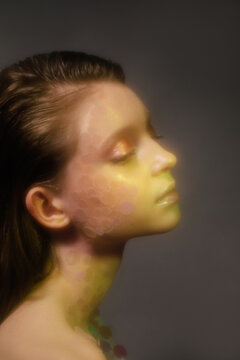 Soft focus profile portrait of mermaid