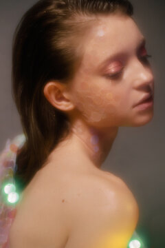 Soft focus profile portrait of mermaid